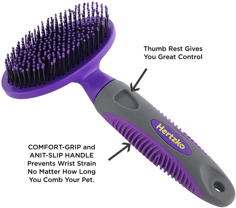 Hertzko Cepillo suave para mascotas para gatos con pelo largo o corto – ideal para desenredar y quitar el pelo suelto o de cobertizo – ideal para cepillado diario y para piel sensible