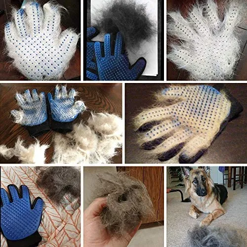Guante para aseo de mascotas (versión actualizada) – guante para cepillo suave para deshedding – guante eficiente para eliminar el pelo de mascotas – Diseño mejorado de cinco dedos – perfecto para gatos con pelo largo y corto – 1 par