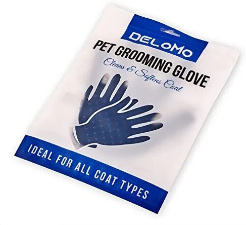 Guante para aseo de mascotas (versión actualizada) – guante para cepillo suave para deshedding – guante eficiente para eliminar el pelo de mascotas – Diseño mejorado de cinco dedos – perfecto para gatos con pelo largo y corto – 1 par