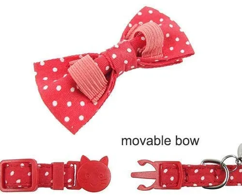 CHUKCHI Cat Collar Breakaway with Cute Bow Tie and Bell for Kitty and Some Puppies (red+Black) (red+Black)