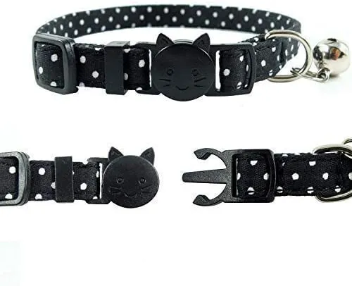CHUKCHI Cat Collar Breakaway with Cute Bow Tie and Bell for Kitty and Some Puppies (red+Black) (red+Black)