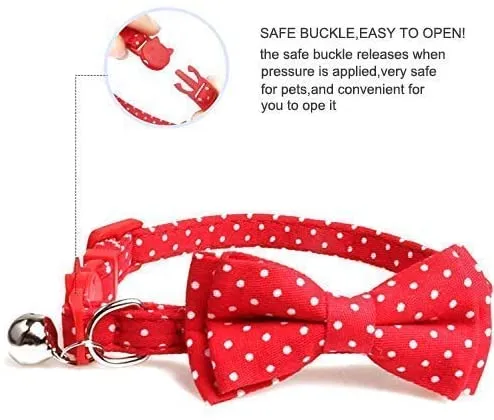 CHUKCHI Cat Collar Breakaway with Cute Bow Tie and Bell for Kitty and Some Puppies (red+Black) (red+Black)