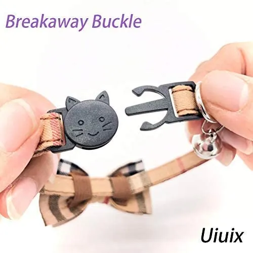 CHUKCHI Cat Collar Breakaway with Cute Bow Tie and Bell for Kitty and Some Puppies (red+Black) (red+Black)