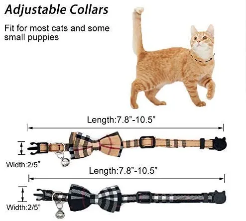 CHUKCHI Cat Collar Breakaway with Cute Bow Tie and Bell for Kitty and Some Puppies (red+Black) (red+Black)