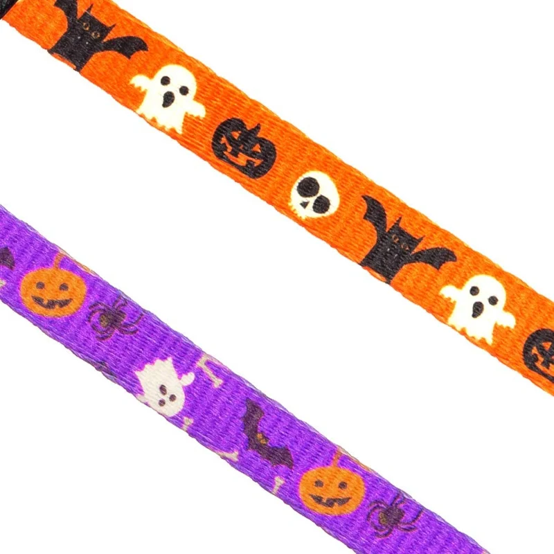 PAWCHIE 2 collares para gatos de Halloween con campana ajustable Breakaway Cat Collar con patrón de murciélago de calabaza para fiesta de Halloween