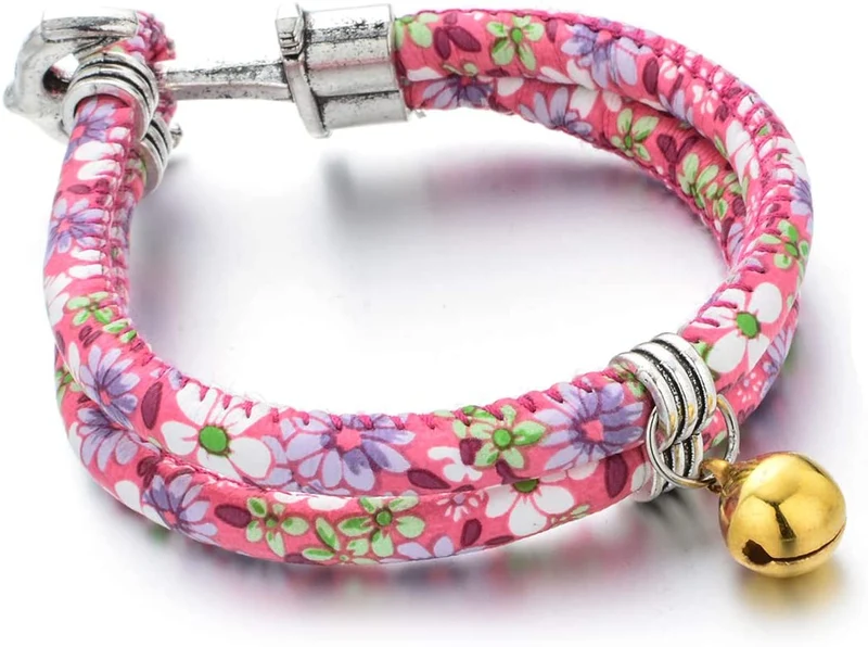 Accesyes - Collar de gato con estampado japonés Chirimen con corbata para gato, mascota, ajustable, talla única