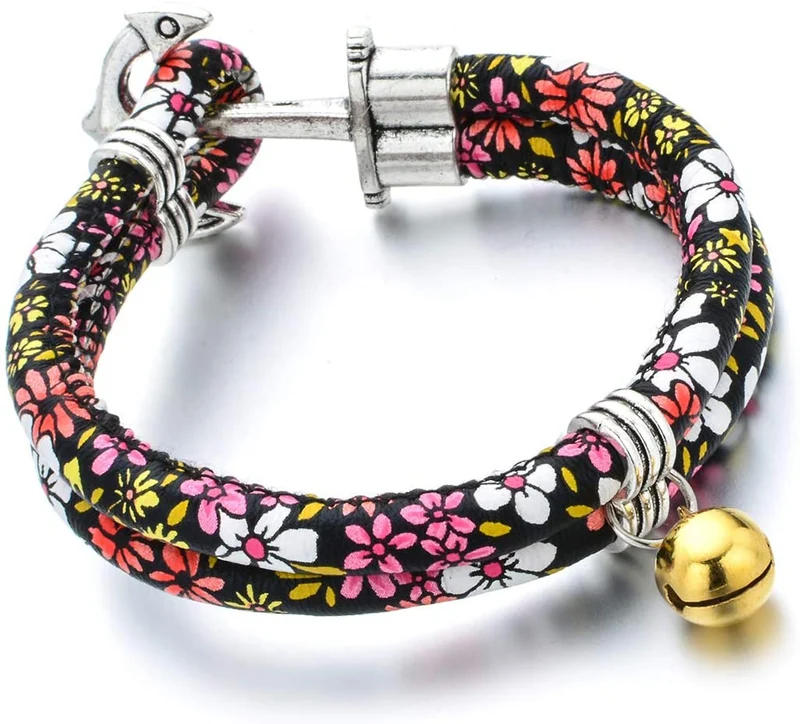 Accesyes - Collar de gato con estampado japonés Chirimen con corbata para gato, mascota, ajustable, talla única