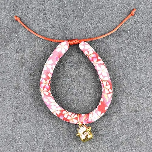 Accesyes - Collar de gato con estampado japonés Chirimen con corbata para gato, mascota, ajustable, talla única