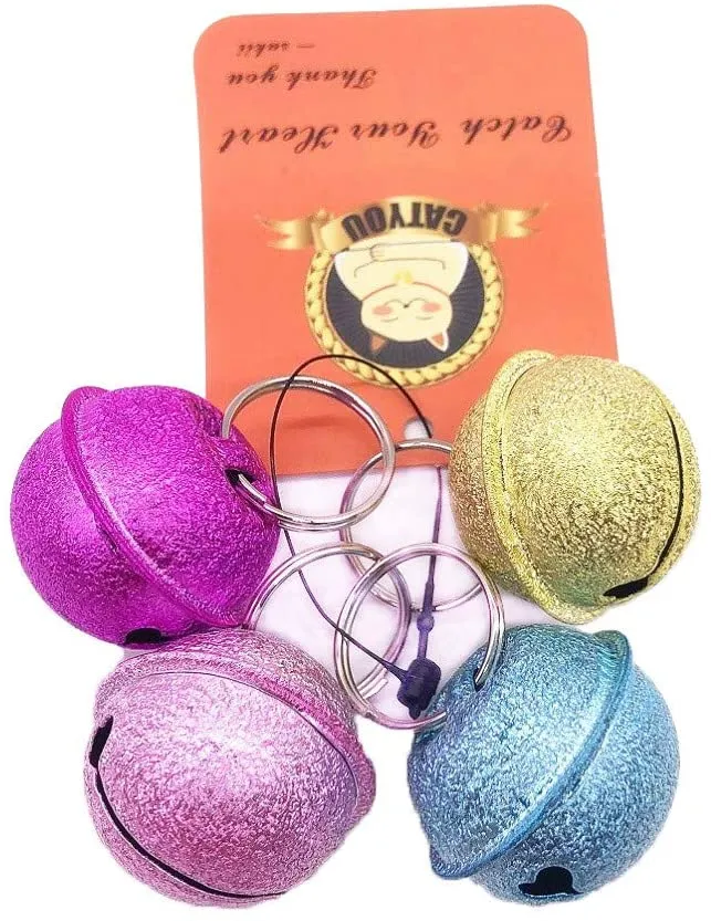 CatYou campanas para collar de gato, 4 campanas fuertes y fuertes, colgantes para entrenamiento de mascotas, para mascotas, gatos, perros, collares, orinales, entrenamiento