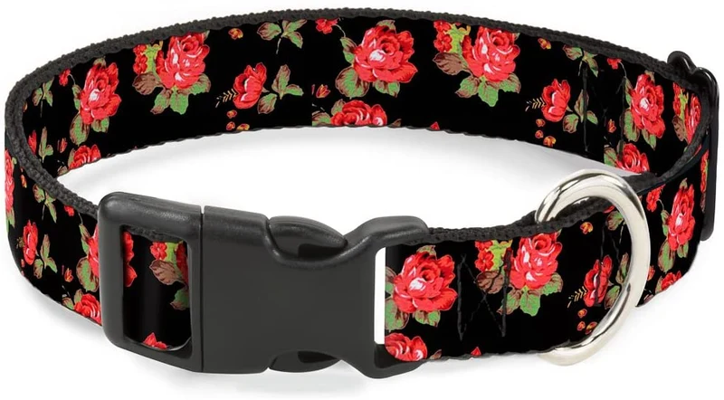 BUCKLE-DOWN 9 – 15" rosas rojas/de lunares turquesa collar de Clip de plástico