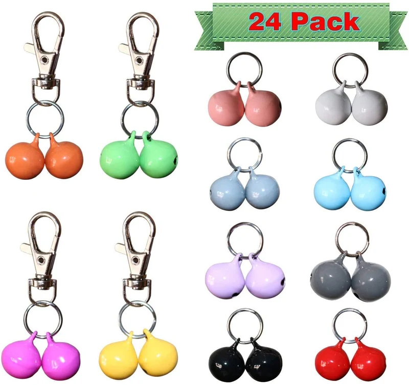 RYPET – Collar de gato con campanas (24 unidades), más fuerte y más alto, perro, campana, colgante de entrenamiento para mascota, gato, perro, collar