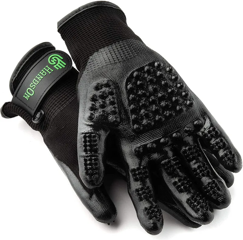 HandsOn - Guantes de aseo para mascotas patentados #1 clasificados, premios ganadores de cobertura, baño y removedor de pelo, cepillo suave para gatos