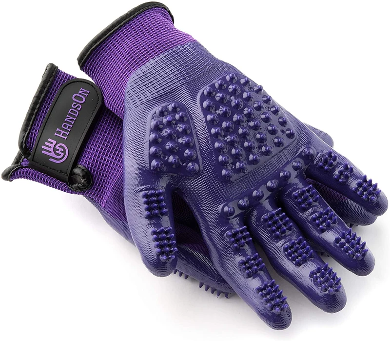 HandsOn - Guantes de aseo para mascotas patentados #1 clasificados, premios ganadores de cobertura, baño y removedor de pelo, cepillo suave para gatos
