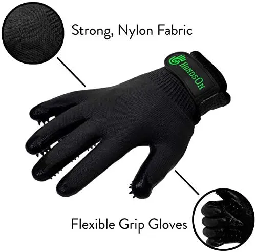 HandsOn - Guantes de aseo para mascotas patentados #1 clasificados, premios ganadores de cobertura, baño y removedor de pelo, cepillo suave para gatos