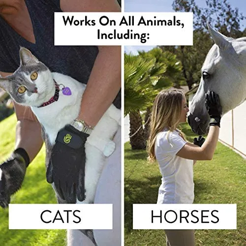 HandsOn - Guantes de aseo para mascotas patentados #1 clasificados, premios ganadores de cobertura, baño y removedor de pelo, cepillo suave para gatos