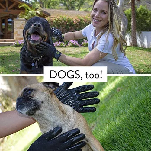 HandsOn - Guantes de aseo para mascotas patentados #1 clasificados, premios ganadores de cobertura, baño y removedor de pelo, cepillo suave para gatos