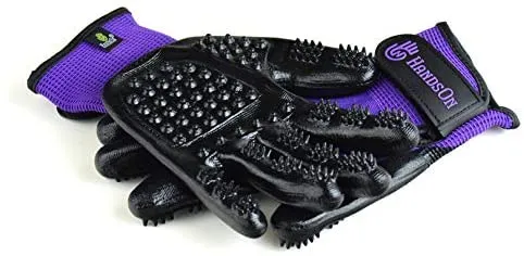 HandsOn - Guantes de aseo para mascotas patentados #1 clasificados, premios ganadores de cobertura, baño y removedor de pelo, cepillo suave para gatos