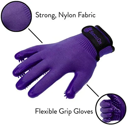HandsOn - Guantes de aseo para mascotas patentados #1 clasificados, premios ganadores de cobertura, baño y removedor de pelo, cepillo suave para gatos