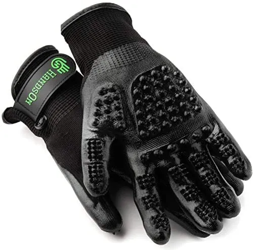 HandsOn - Guantes de aseo para mascotas patentados #1 clasificados, premios ganadores de cobertura, baño y removedor de pelo, cepillo suave para gatos