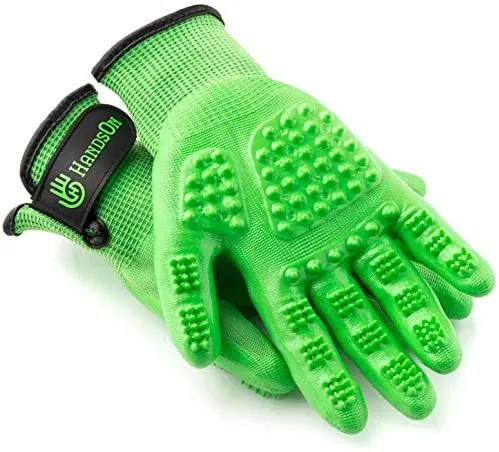 HandsOn - Guantes de aseo para mascotas patentados #1 clasificados, premios ganadores de cobertura, baño y removedor de pelo, cepillo suave para gatos