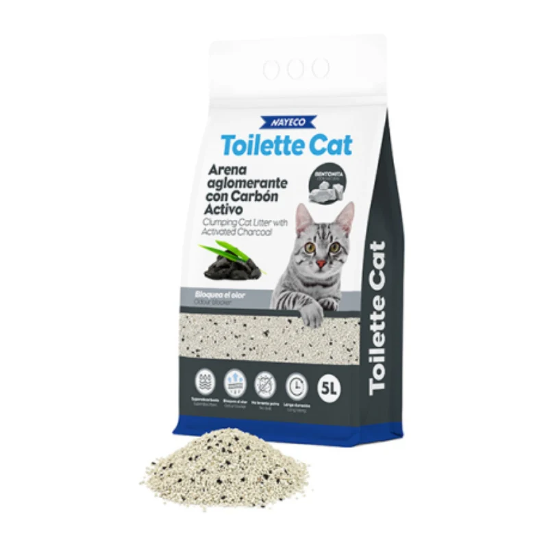 ARENA BENTONITA GATO TOILETTE CAT CARBON ACTIVO NAYECO 5L 4,5KG
