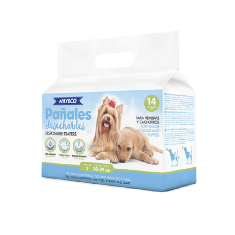 PAÑAL PARA PERRO HEMBRA Y CACHORRO NAYECO 14 UD TALLA S