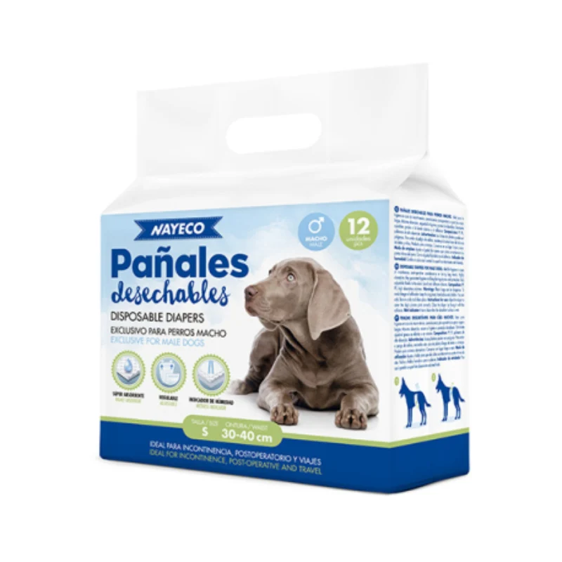PAÑAL PARA PERRO MACHO NAYECO VARIAS TALLAS 12UD