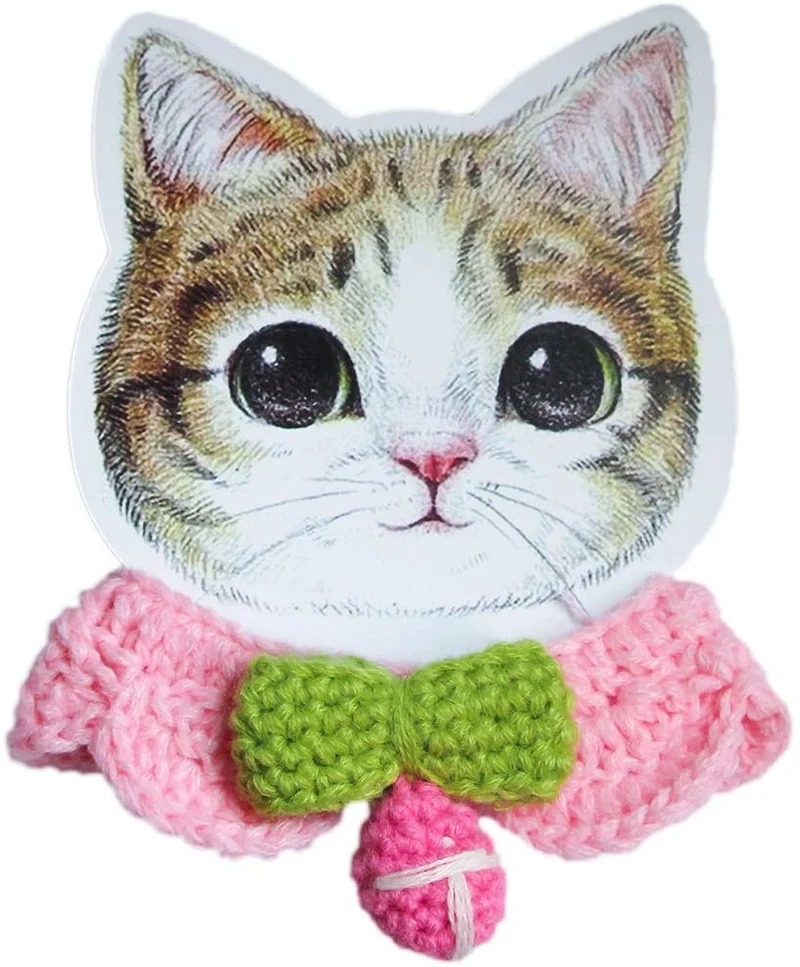 Collar para gato, bufanda de punto, suave, ajustable, lavable, color rosa o azul, collar de seguridad para gatos y perros pequeños