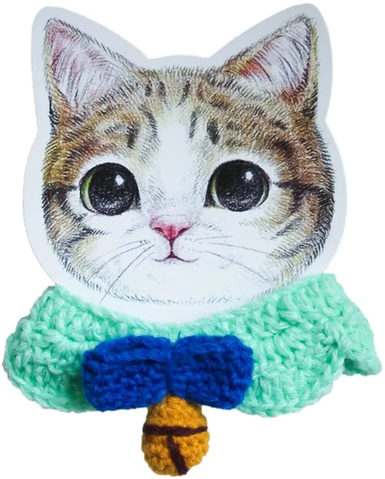 Collar para gato, bufanda de punto, suave, ajustable, lavable, color rosa o azul, collar de seguridad para gatos y perros pequeños