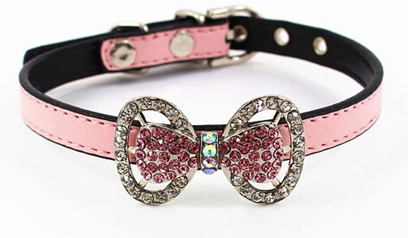 cocopet Bling Rhinestone gato de mascota Perro pajarita collar joyas para pequeño o mediano Perros Gatos Mascotas hembra cachorros Chihuahua Yorkie disfraz de chica trajes, luz y Adjustble hebilla (XS)