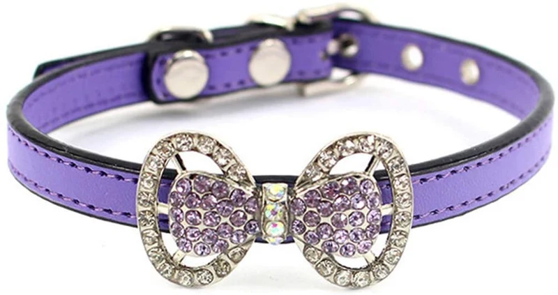 cocopet Bling Rhinestone gato de mascota Perro pajarita collar joyas para pequeño o mediano Perros Gatos Mascotas hembra cachorros Chihuahua Yorkie disfraz de chica trajes, luz y Adjustble hebilla (XS)