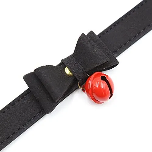 Collar de piel sintética con lazo para gato, con campana, gato, gato, ajustable, de seguridad