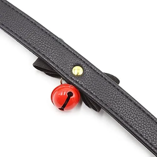 Collar de piel sintética con lazo para gato, con campana, gato, gato, ajustable, de seguridad