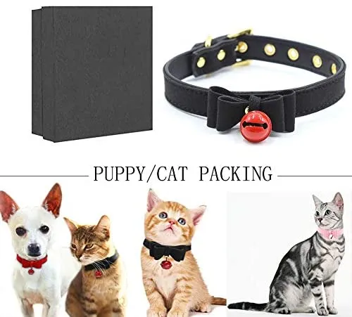 Collar de piel sintética con lazo para gato, con campana, gato, gato, ajustable, de seguridad