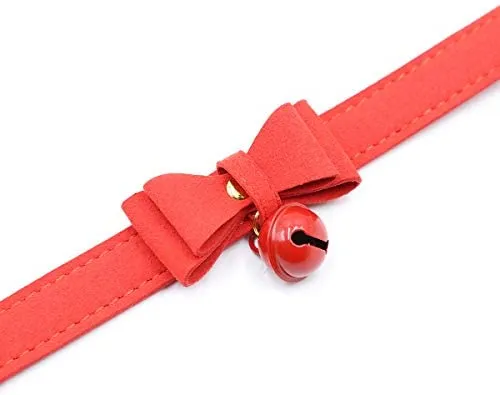 Collar de piel sintética con lazo para gato, con campana, gato, gato, ajustable, de seguridad