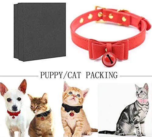 Collar de piel sintética con lazo para gato, con campana, gato, gato, ajustable, de seguridad