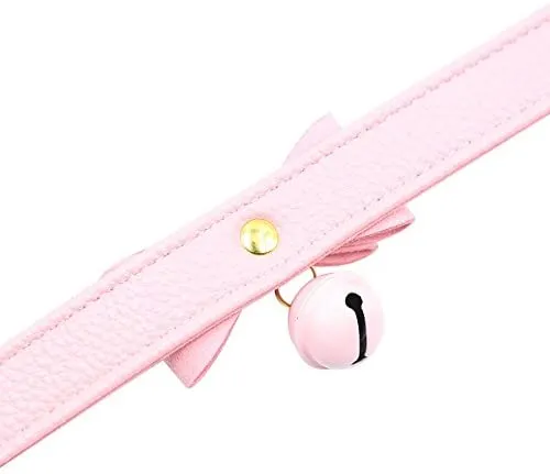 Collar de piel sintética con lazo para gato, con campana, gato, gato, ajustable, de seguridad