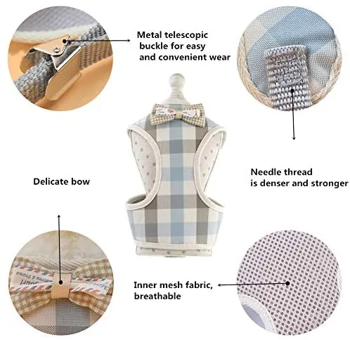 WANONEE - Arnés para gato, chaleco de cuerda con correa, cómodo, ajustable, fácil de poner y quitar, chamarra para gato con lazos para cachorro de animales pequeños