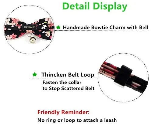 PetFavorites - Collar con pajarita para gato con campana - Accesorio para ropa de cachorro y gatito con flores, ajustable y hecho a mano.