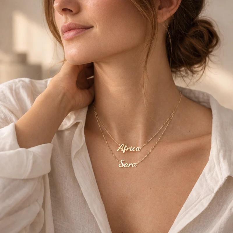 Collar de Oro 9K con Nombre Grabado