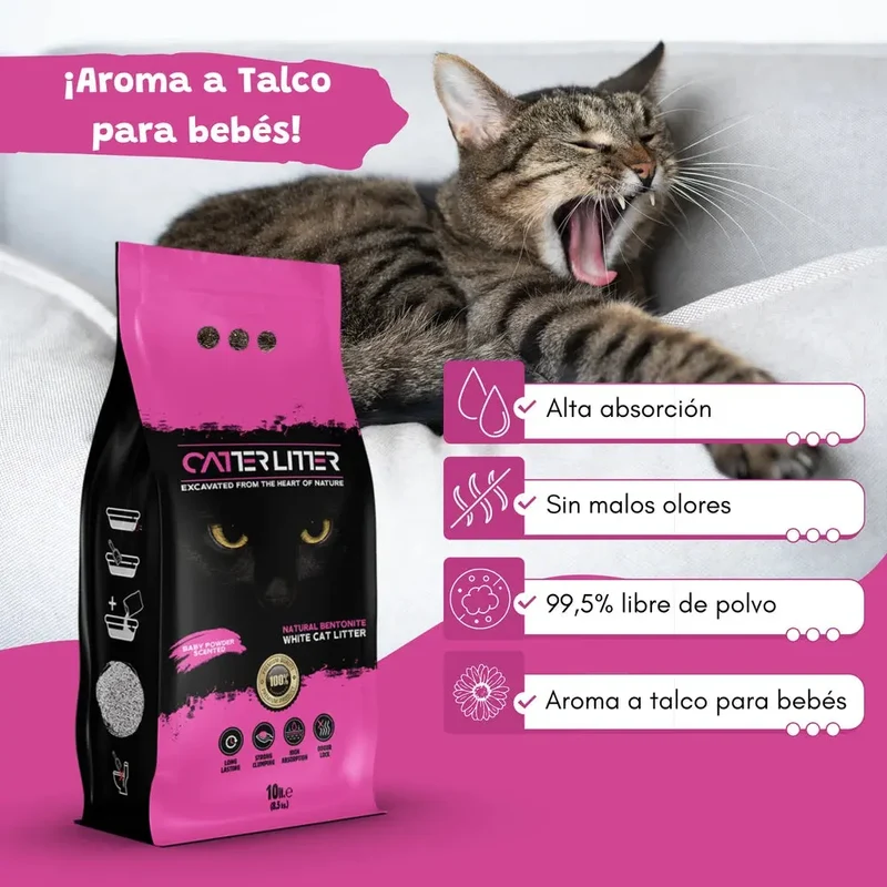 Arena Aglomerante para Gatos Baby Polvos de Talco 10L Catter Litter