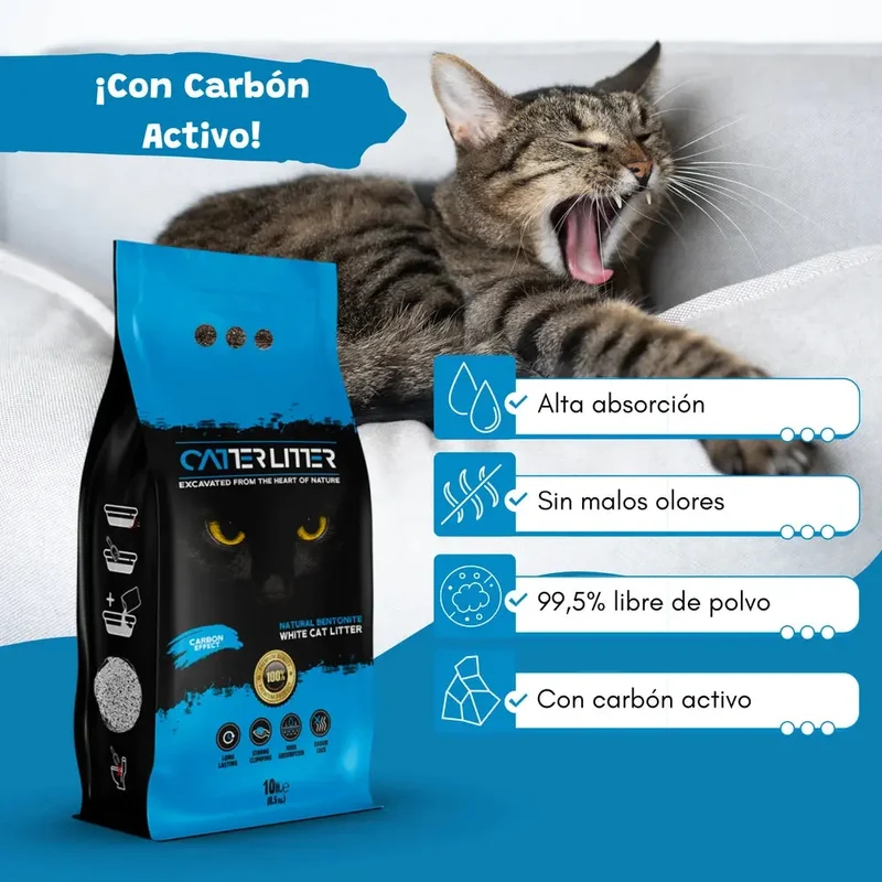 Arena Aglomerante para Gatos Efecto Carbón Activo Catter Litter