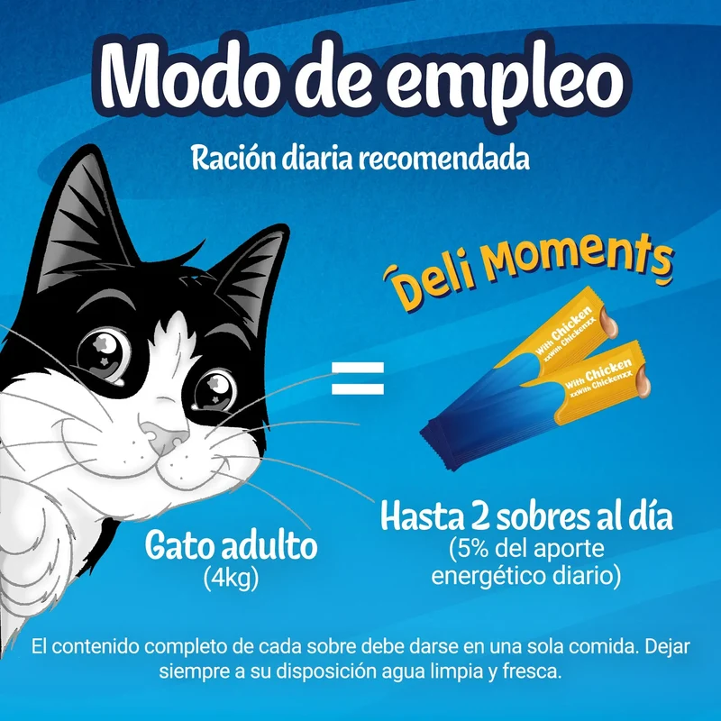 Felix Deli Moments Snack Líquido para Gatos (Pollo, Pato o Salmón) Pack 4x10 g