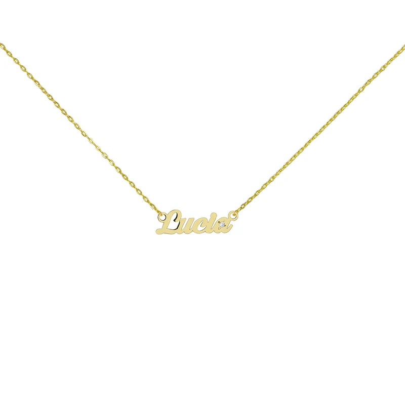 Collar Circonita de Oro 18K con Nombre Grabado