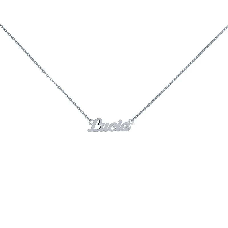 Collar Circonita de Oro 18K con Nombre Grabado