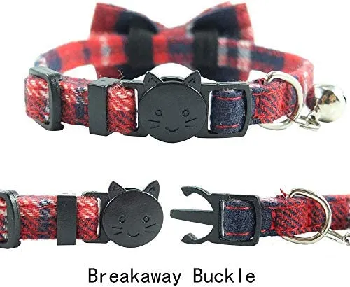 Collar de gato con lazo y campana para gato, ajustable, para mascotas y gatos.