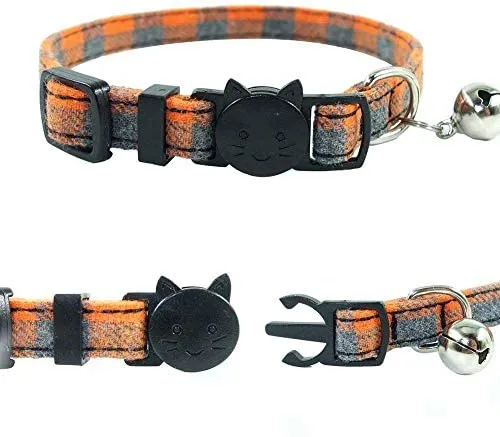 Collar de gato con lazo y campana para gato, ajustable, para mascotas y gatos.