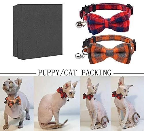 Collar de gato con lazo y campana para gato, ajustable, para mascotas y gatos.
