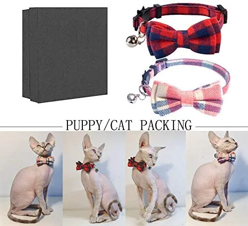 Collar de gato con lazo y campana para gato, ajustable, para mascotas y gatos.