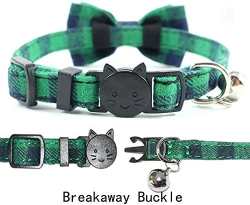 Collar de gato con lazo y campana para gato, ajustable, para mascotas y gatos.